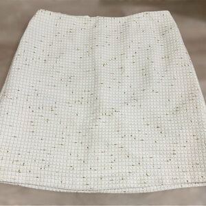 Ann Taylor Cream & Gold Tweed Mini Skirt